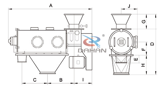 臥式氣流篩的結構圖
